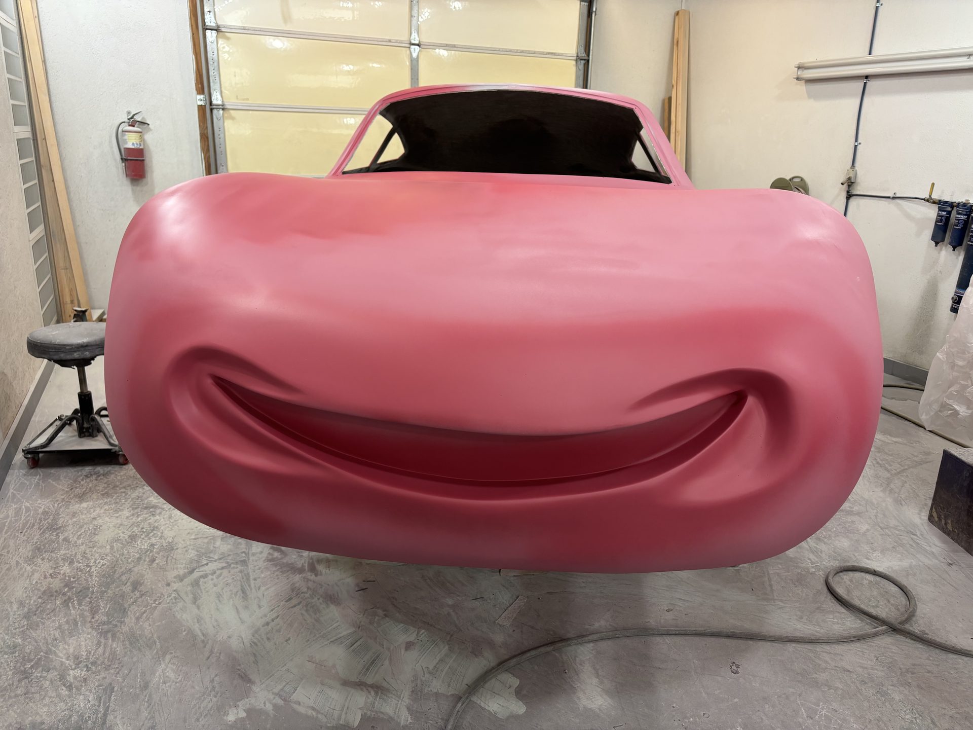 Character car body painted in the booth