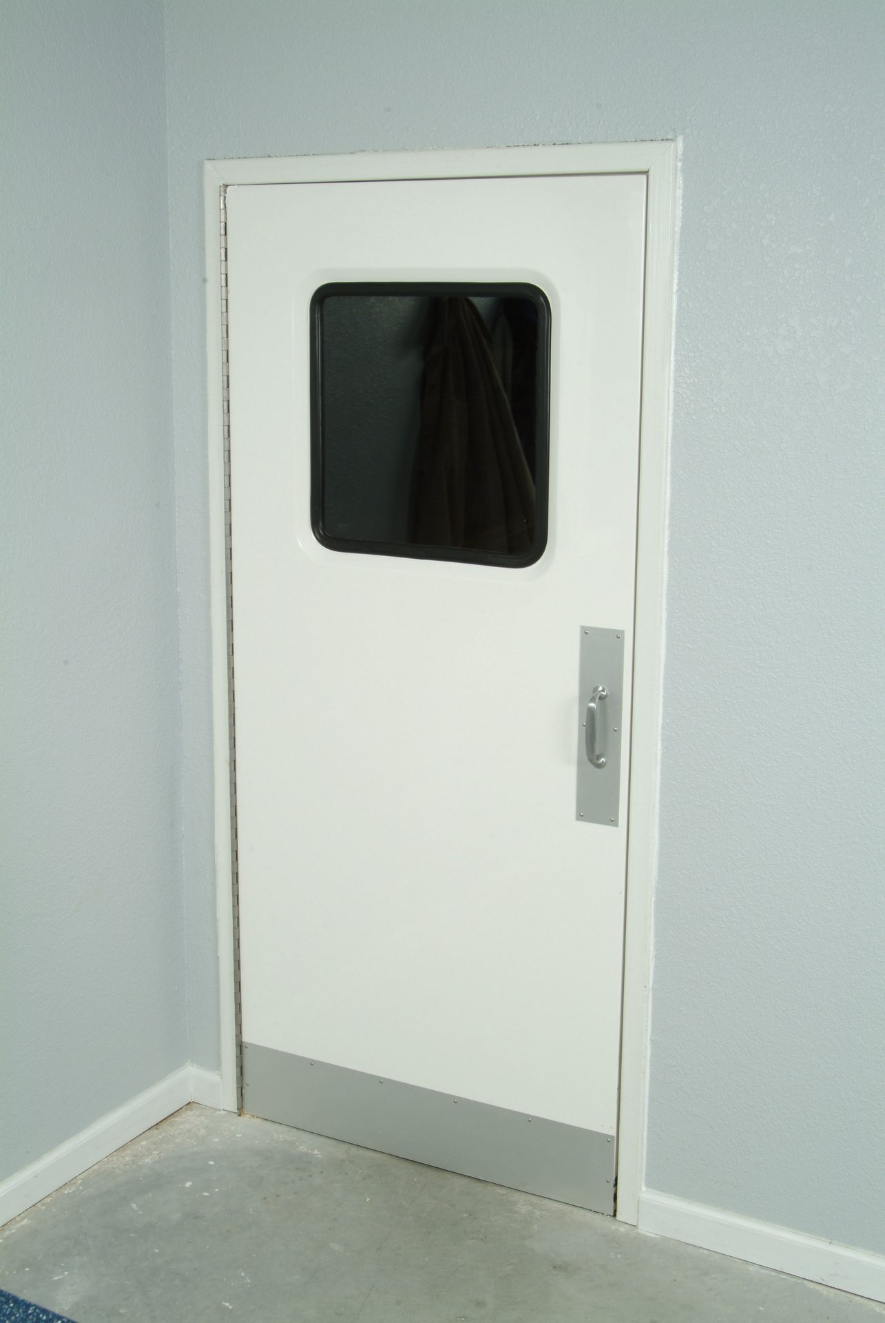 White fiberglass cleanroom door