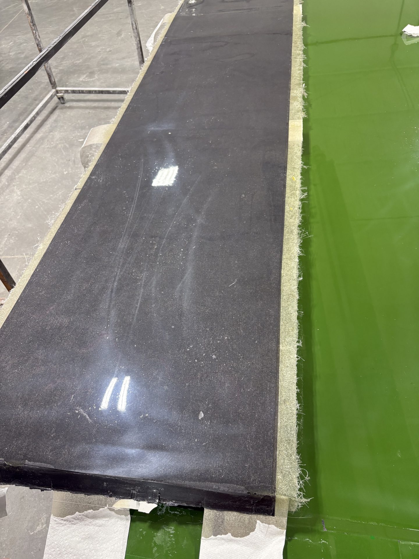High-gloss molded panel fresh out of the tool