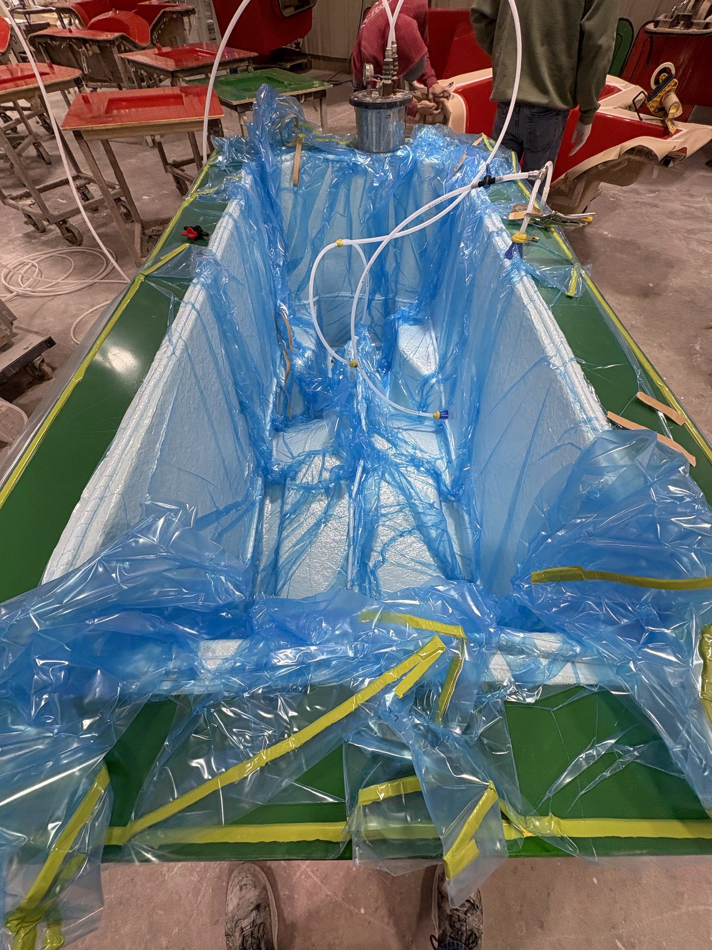 Infusion bagging over a boat hull mold