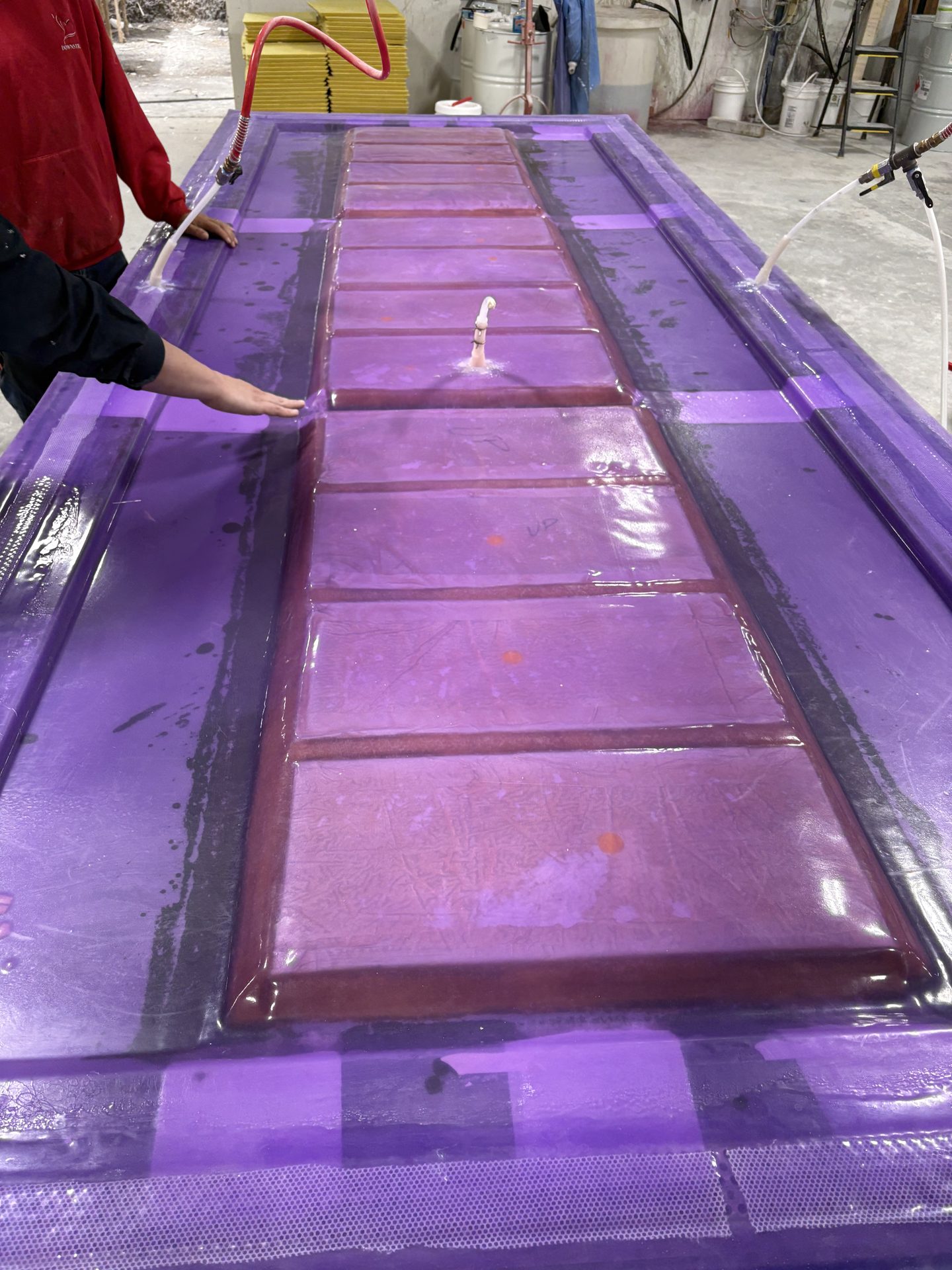 Light RTM infusion under a purple membrane