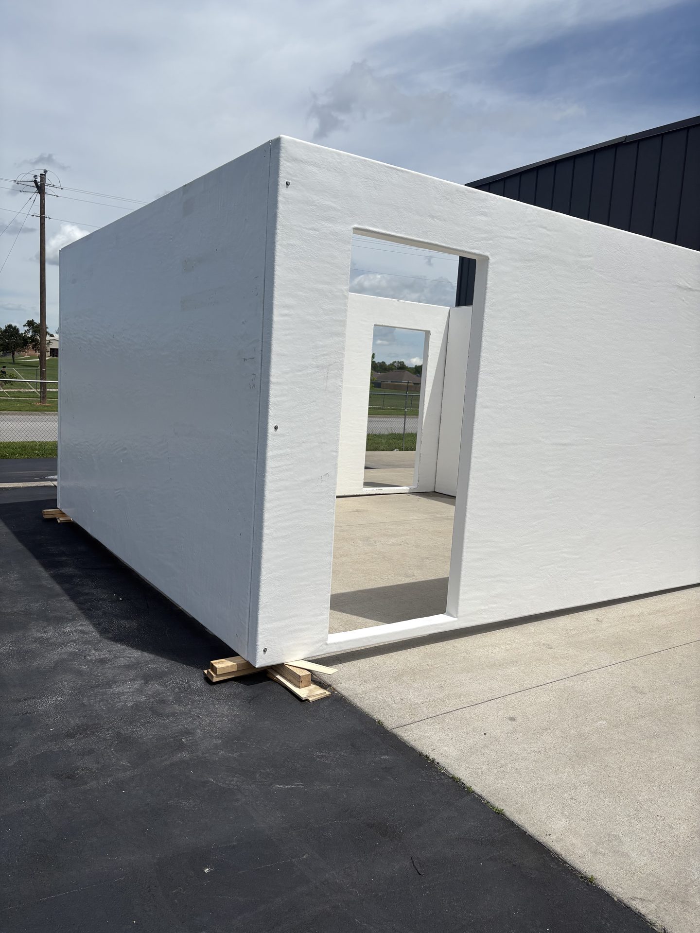 Seamless white fiberglass modular building