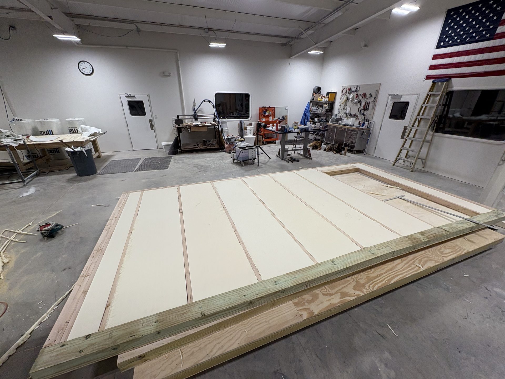 Large wall panels assembled on the shop floor