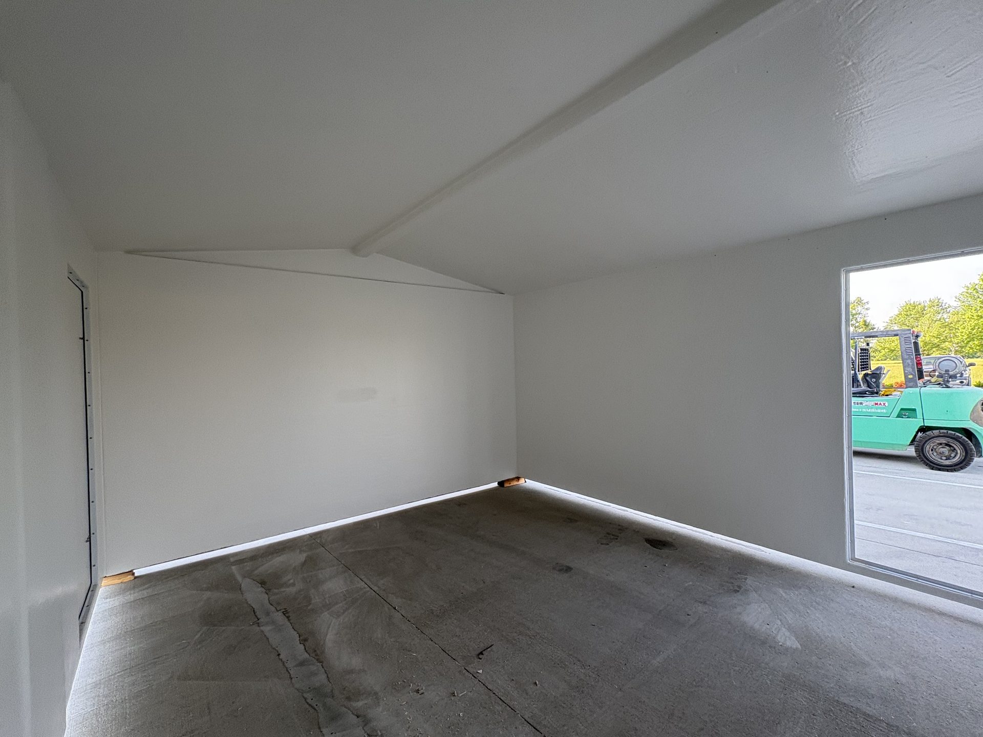 Bright seamless interior of a fiberglass shelter
