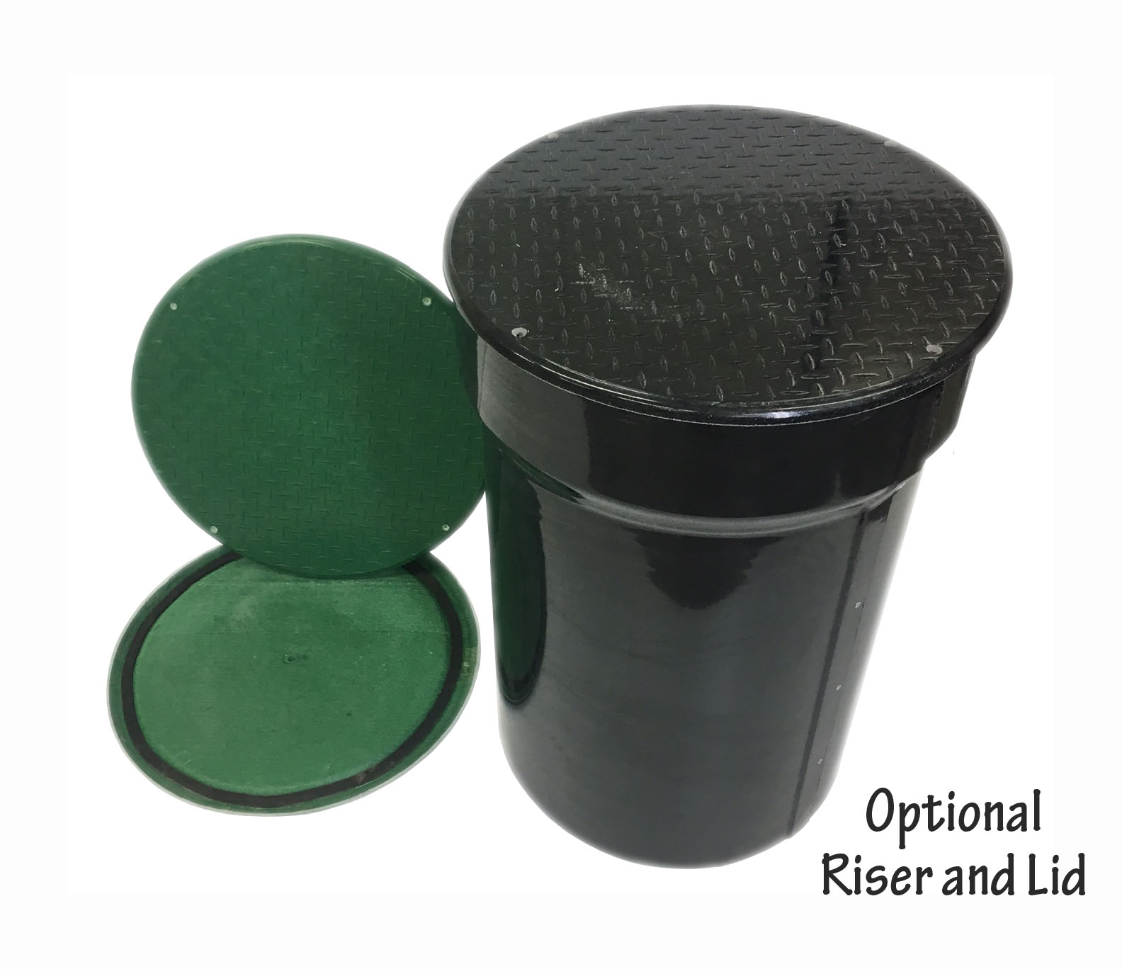 Optional riser and lid for a fiberglass tank