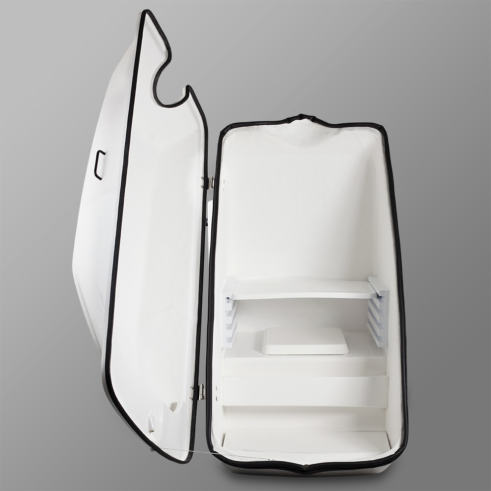 Open white Steam Sauna Pro fiberglass cabinet